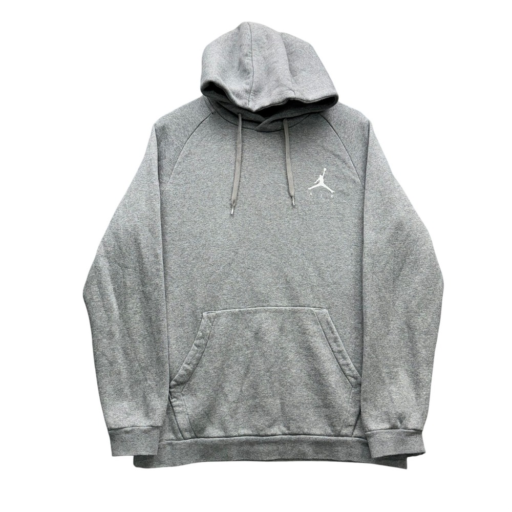 Jordan Brand Fleece Hoodie Men's L Gray Jumpman Logo Pullover Sweatshirt